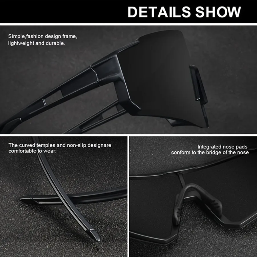 2PCS Oversize Radfahren Sonnenbrille UV400 Schutz Outdoor Sport Klettern Fahren Fahrrad Brille Männer Frauen Fahrrad Brille – Detail 2