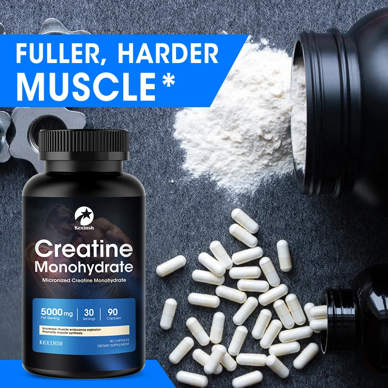 Kexinsh Creatine Monohydrate Capsules Gain Strength, Build Muscle & Enhance Performance for Muscle Endurance, Non-GMO