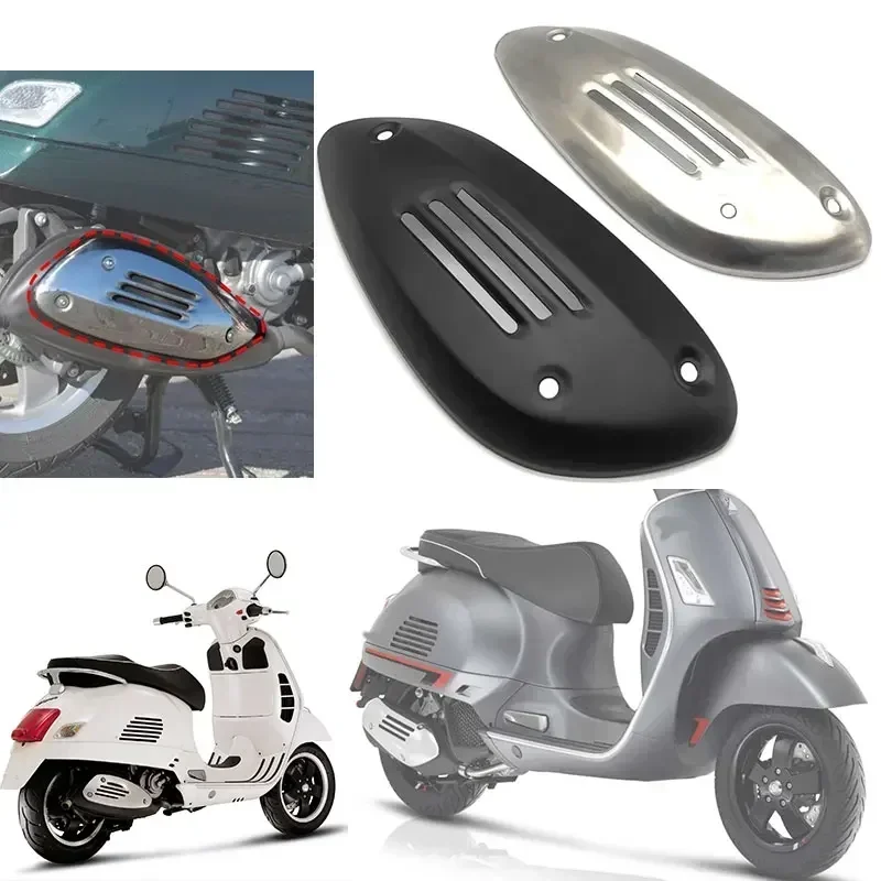 Motorcycle New Aluminum Alloy Trim Fit For VESPA GTS125 GTS250 GTS300 2013-2023 Aluminum Exhaust Pipe Cover Muffler Heat Shield