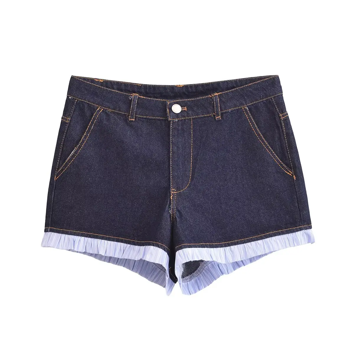 

UNIZERA women's shorts are fashionable simple versatile retro washed spliced with striped temperament summer new shorts
