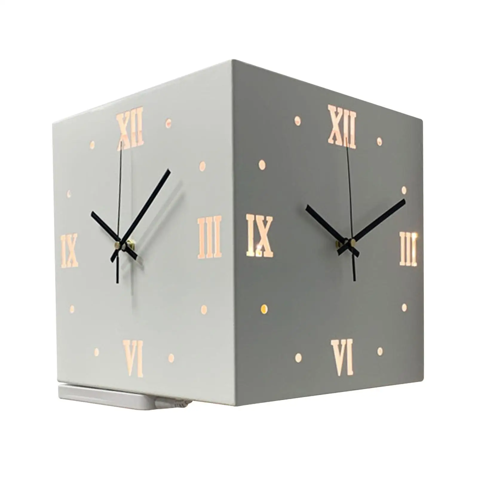 Corner Wall Clock Creative Vintage Decorative Easy to Read Square Silent Wall Clock for Patio Bedroom Kitchen Living Room Office