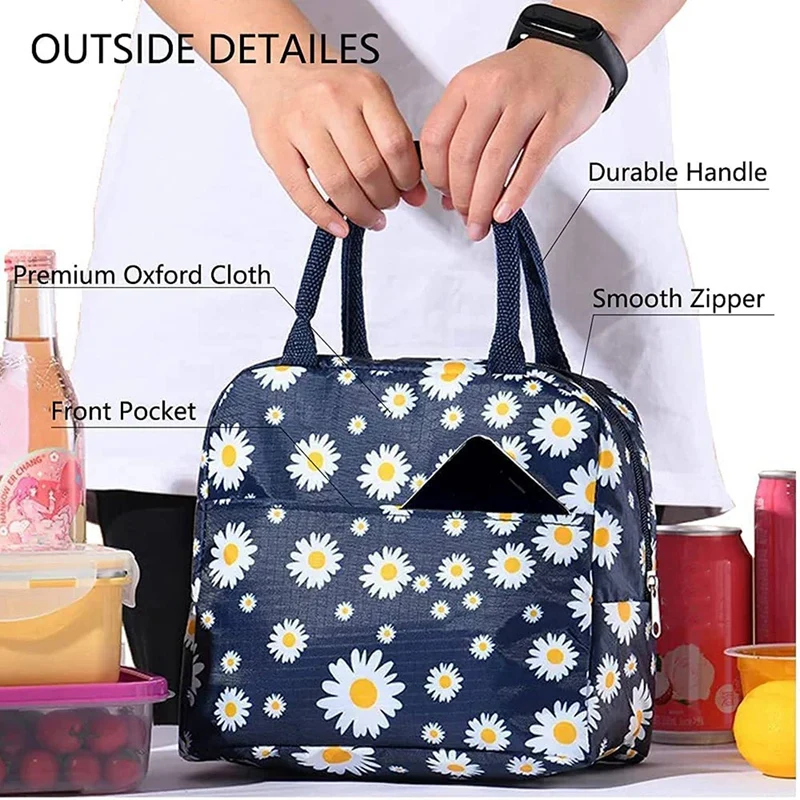 Fresh Daisy Portable Lunch Bag, Multi-Function Insulation Bag, Outdoor Cold Storage Ice Pack, Lunch Bag