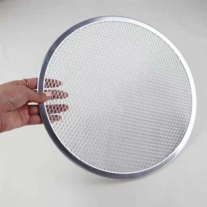 Pizza Baking Tray Multipurpose Food Grade Aluminum Alloy Round  Baking Mesh Pan for Home