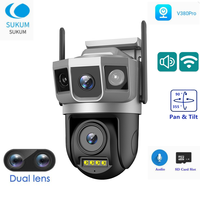 Dual Lens IP Camera WiFi 4MP Surveillance Cameras Wireless Outdoor Smart Home Night Vision V380 Pro APP Waterproof CCTV Camara