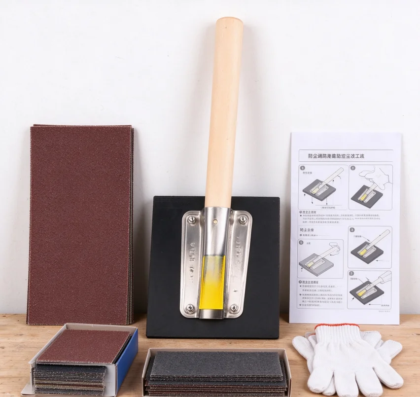 Rubber Floor Tiles Tapping Board Tiles Beating Board Wooden Handle Ergonomic Angled Grip Floor Laying Tool For Tiles