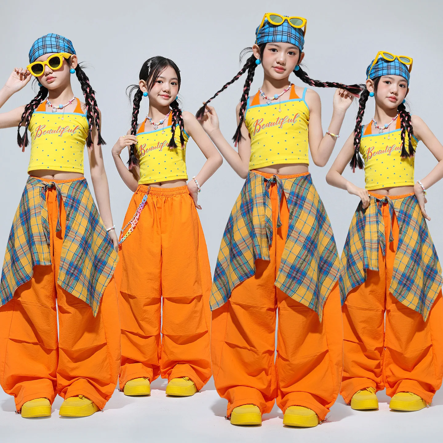2026 New Girls K-pop Wear Outfits Crop Tank Top Pants Hip Hop Costume Kids Streetwear Child Jazz Girl Group Street Dance Clothes