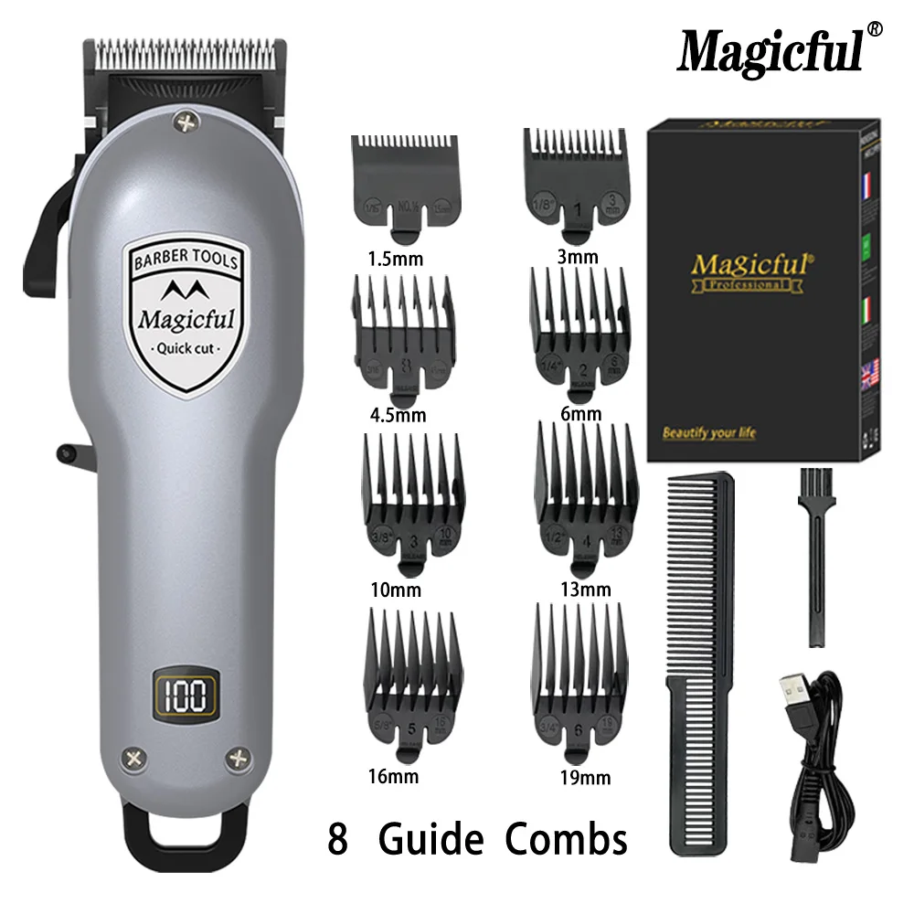 Magicful Fashion Professional Finish Hair Trimmer For Men Rechargeable Li-ion Battery Shaving Adjustable Electric Hair Clipper