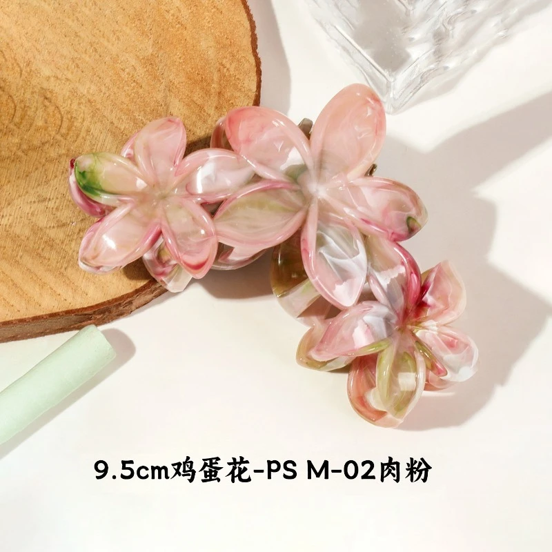 

Marble Flower Colorful Flat Round Hair Clip with High-end Feeling Hair Clip for Women Shark Clip Back of The Head Hair Accessory