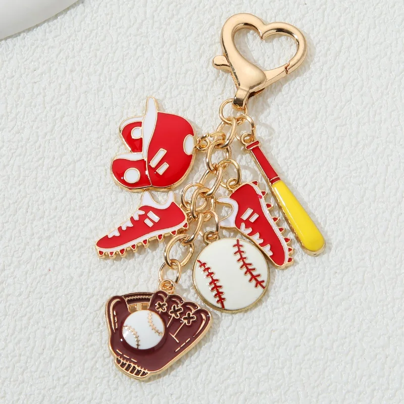 Classic Baseball Helmet Sneakers Enamel Keychain Cute Cartoon Sports Key Ring For Women Men Love Sport Friendship Handmade Gift