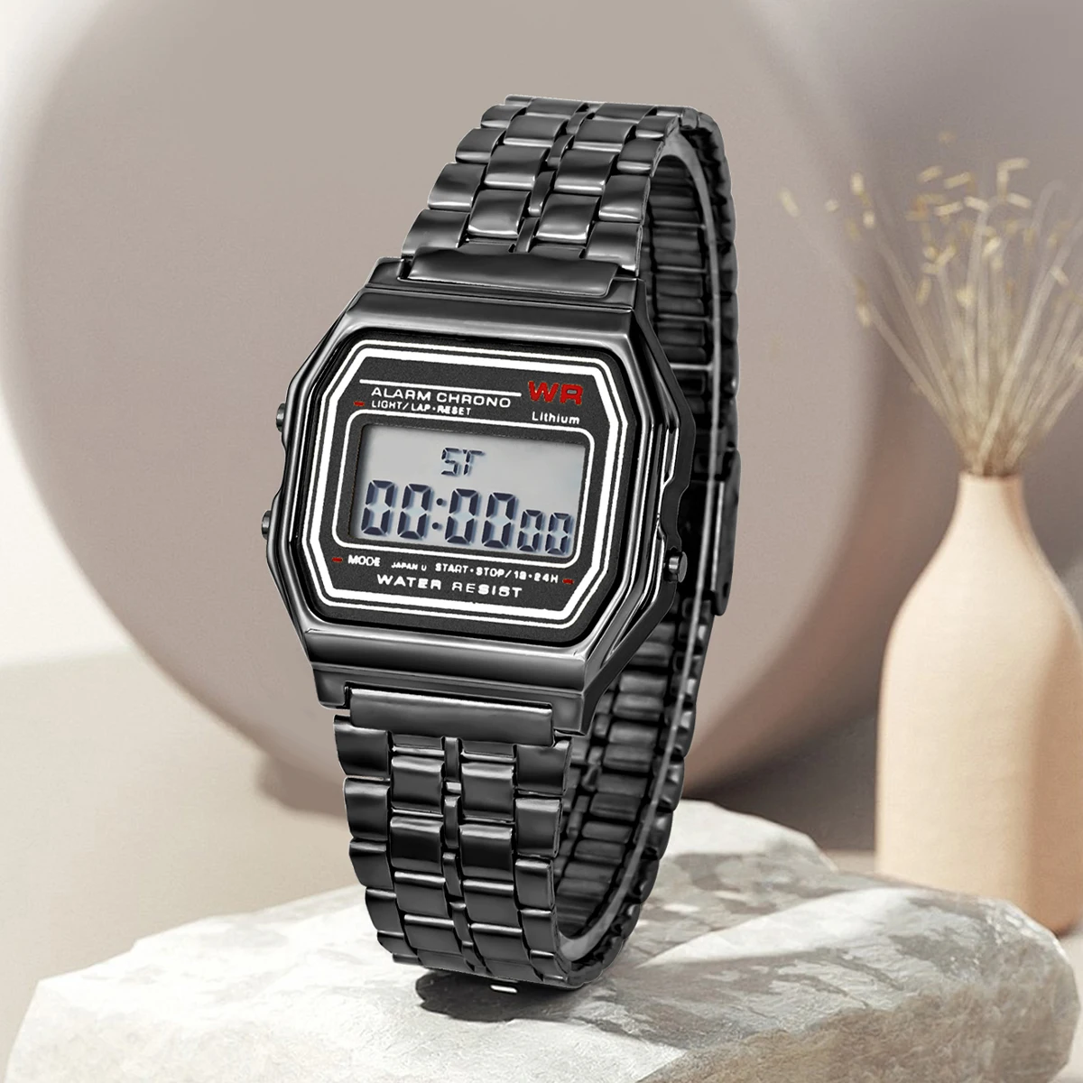 Youth Student Classic Square Watch LED Harajuku Style Electronic Watch Multi functional Steel Band Electronic Watch