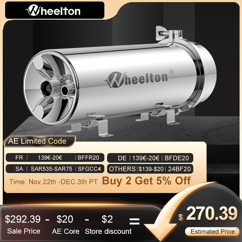 Wheelton PVDF UF 3500L/H Water Purifier Whole House Ultrafiltration Filter 0.01um Filtration SUS304 Drinkable Water