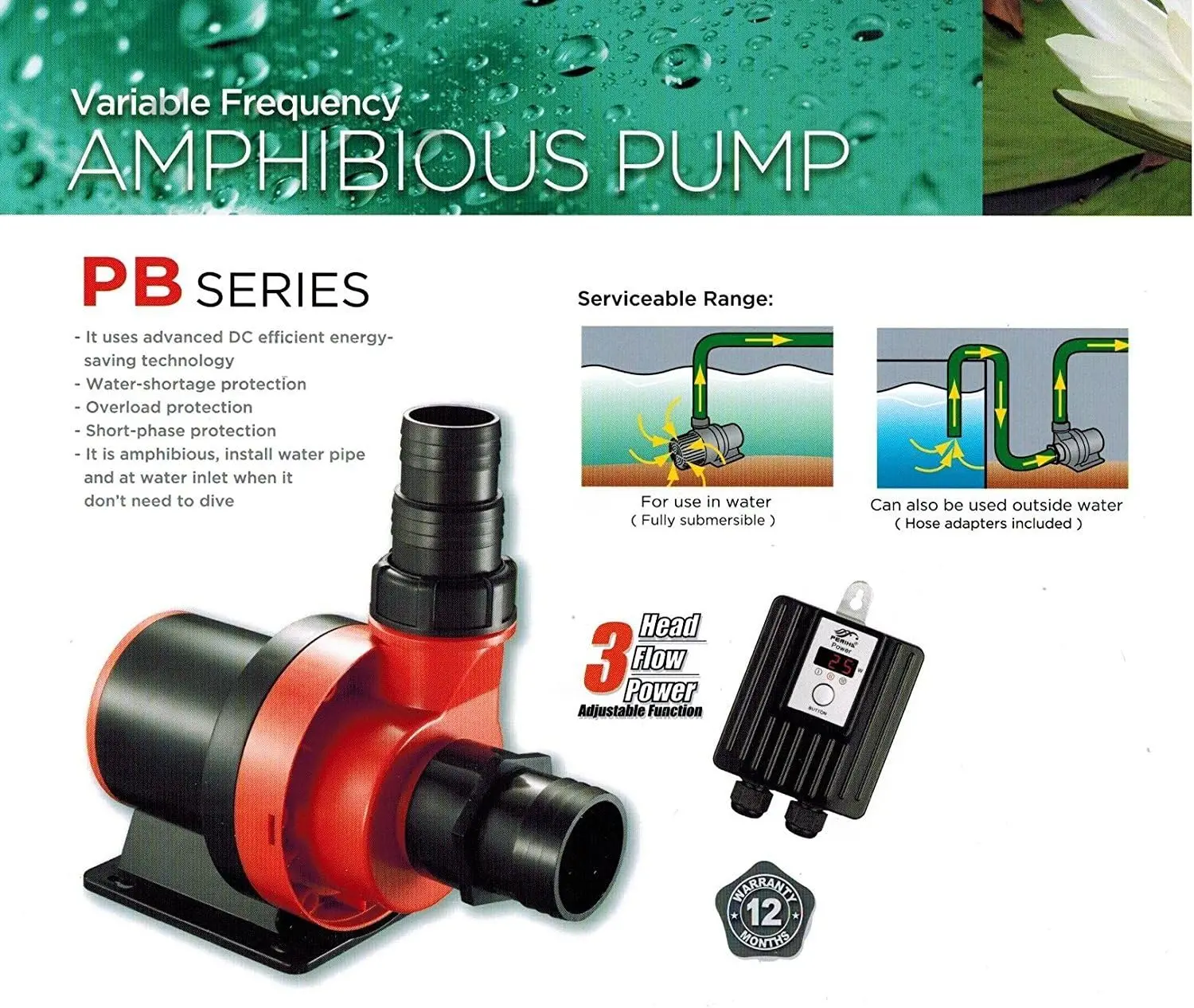 Periha Variable PB Amphibious Pump Model PB-25000 5280-5945GPH Stainless Steel