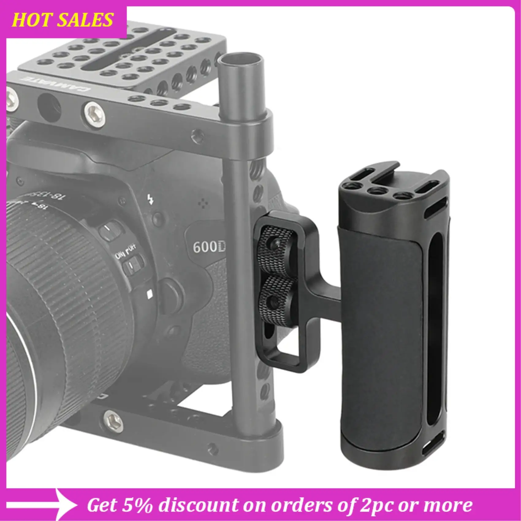 

2X Universal Side Handle Grip With Dual 1/4 In-20 Screw Mount For Left Right-Hand For Monitoe Camera Cage Handle Grip,Requisite