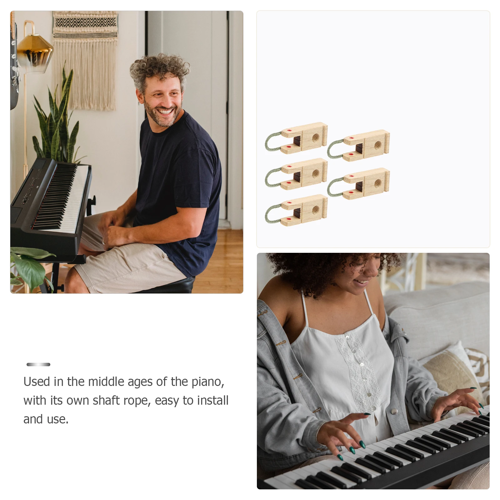 

5 Pcs Piano Repair Parts Middle Pedestals Wooden Shaft Racks Tuning Tools Supplies Durable Smooth Affordable Performance