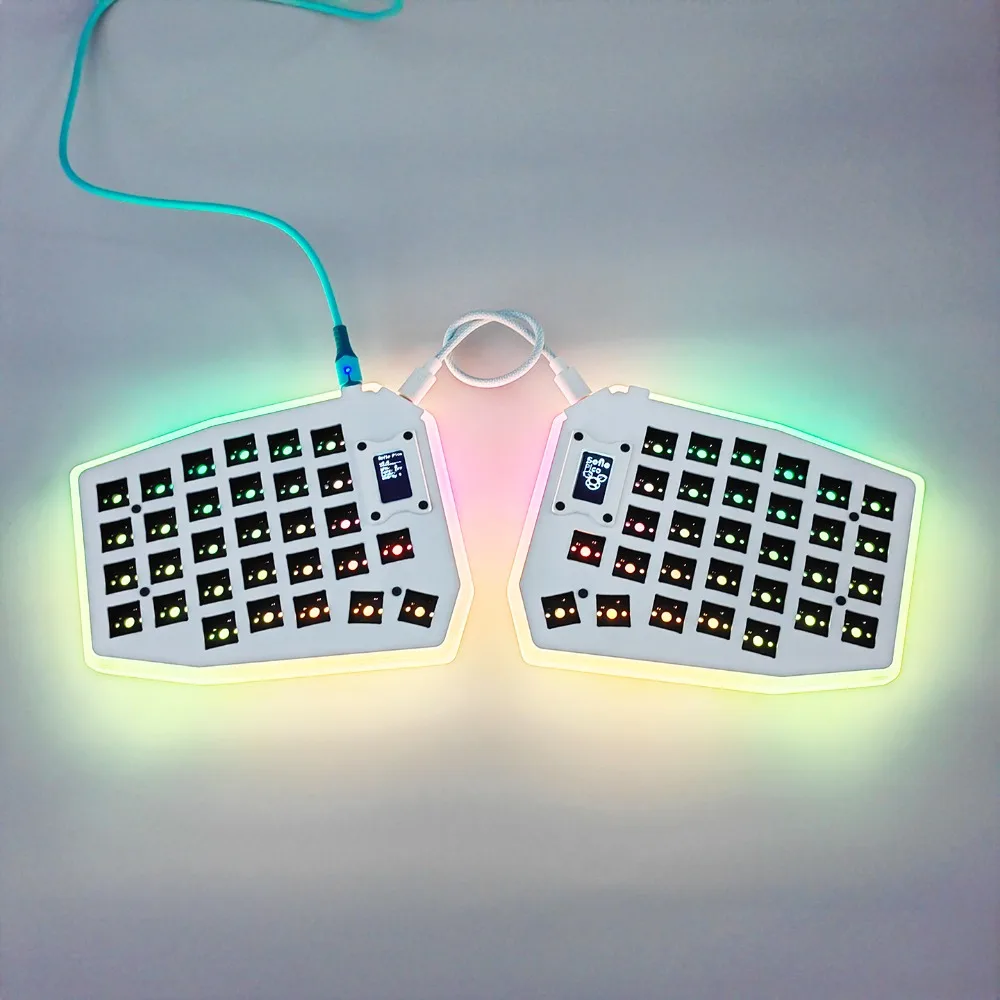 

SOFLE Split Keyboard Kit 60keys 4x6 Hot Swap Custom RGB Translucent Acrylic Housing Wired Single-mode for Mechanical Keyboard