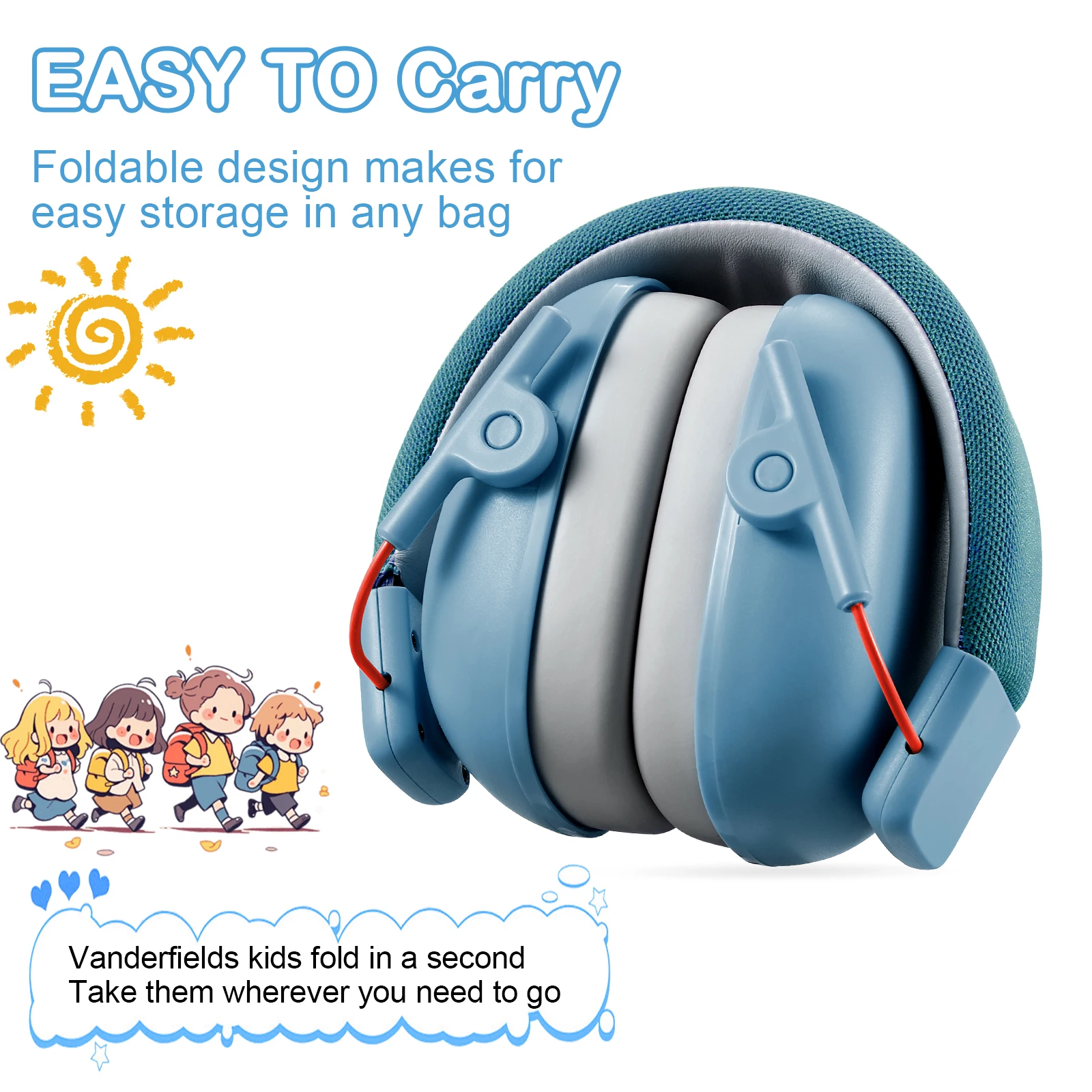 YHKEMA Noise Cancelling Headphones for Kids, SNR 27dB Safety Noise Reduction Ear Muffs for Autism Sensory &Concentration Aid