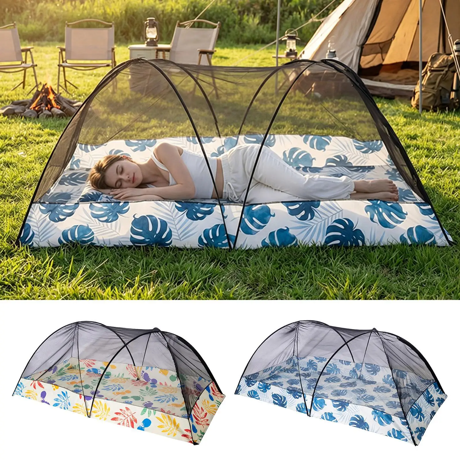 Camping Bed Net Folding Mesh Netting Sleeping Fly Protection Camping Bed Mesh Net For Adults Family Sleeping Outdoor Tent