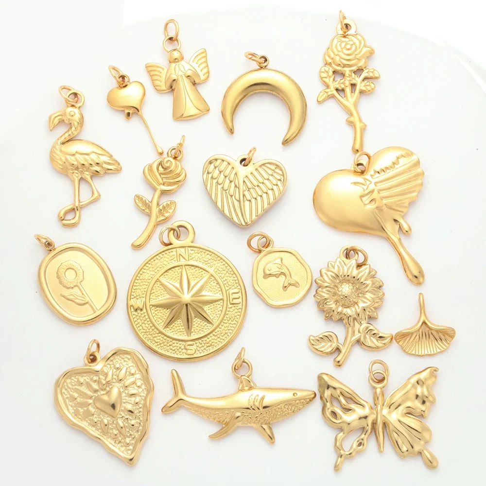 Animal Charms Butterfly Dolphin Plant Heart-shaped Charms for Jewelry Making Supplies Earrings Necklace Keychain Pendant New