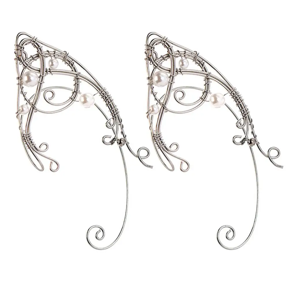 

2 Pcs Elf Earrings Non-piercing Clip Cuff Hook Girl Daily Wear Metal (Copper) for Women