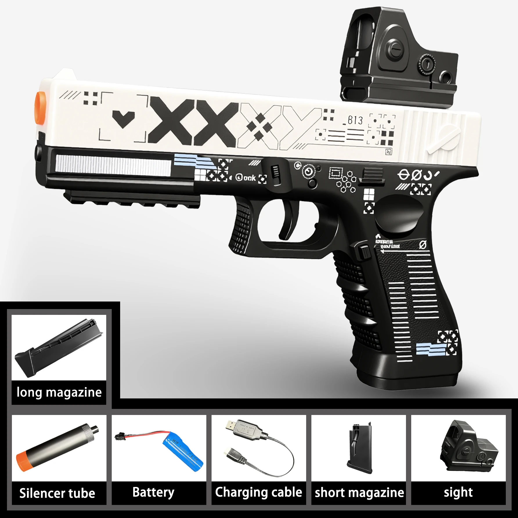 Blaster gun, electric ball blaster pistol, Orbeez gun, cool toy gun, rechargeable splash ball toy, suitable for outdoor activiti