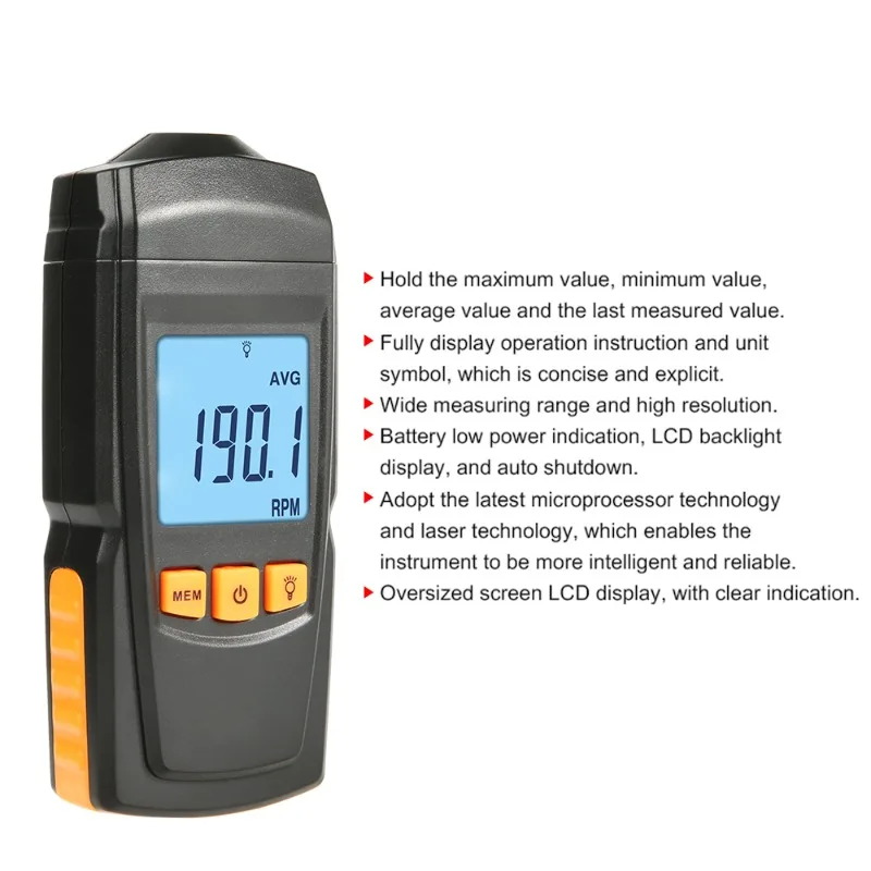 Gm8905 Tachometer Non-Contact Photoelectric Tachometer Engine Velocity Metre Tachometer