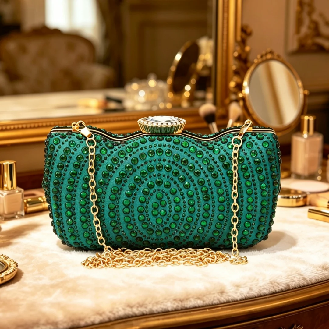 Elegante Damen-Abendtaschen mit Strass, Designer-Kristall-Bankett-Handtasche, luxuriöse Hochzeits-Braut-Clutch, einzigartige Diamant-Clutches – Detail 13