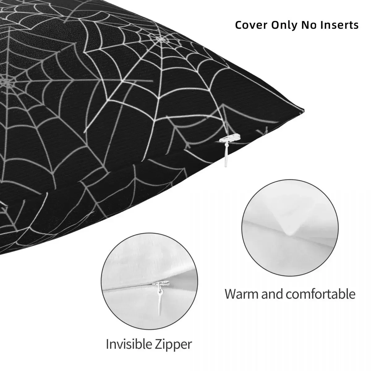 Spider Cobweb Spiderweb Halloween Pillowcase Soft Polyester Cushion Cover Decor HD Pillow Case Cover Bed Square 45cm 18Inch