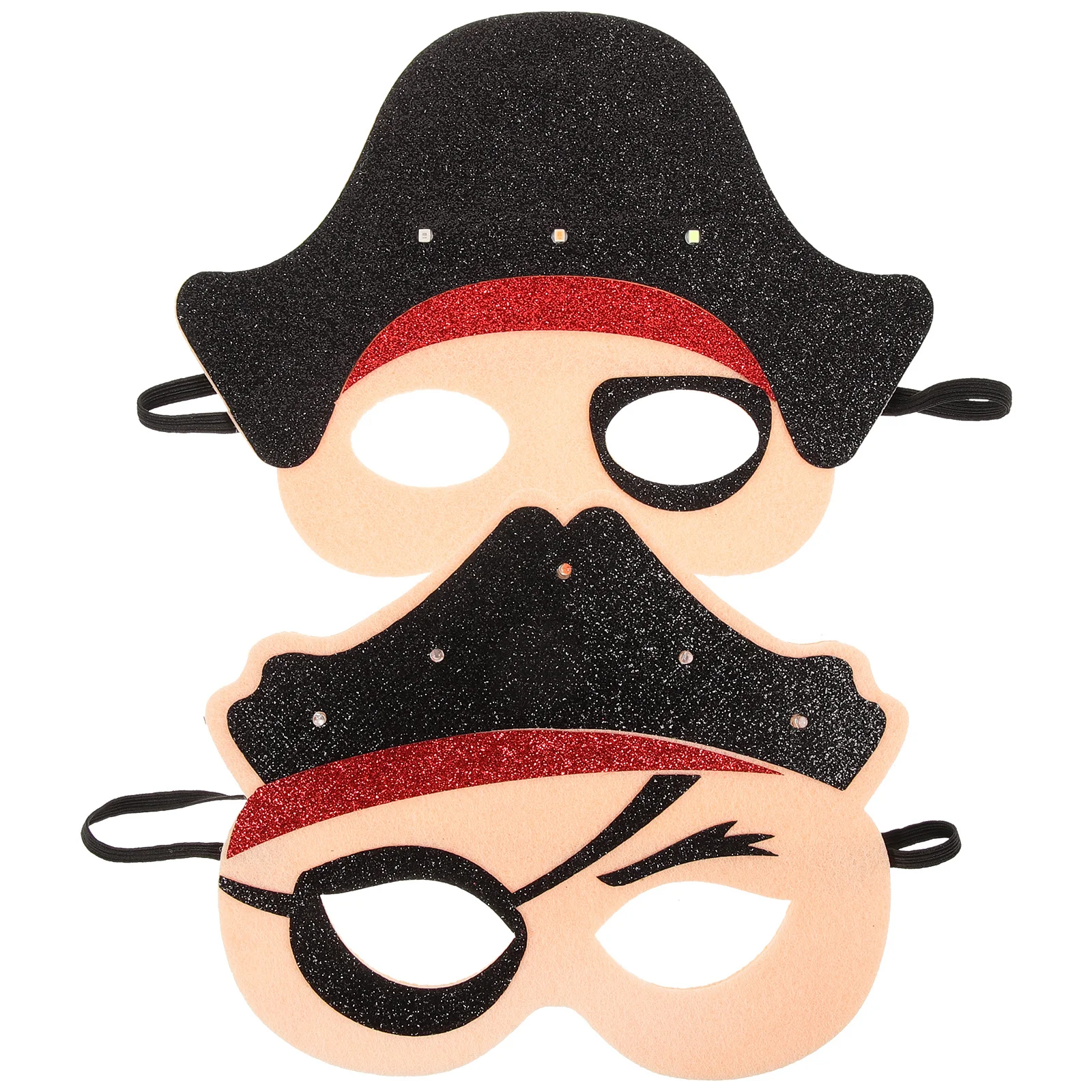 

2 Pcs Glowing Pirate Mask for Masquerade Party Halloween Face Eye Fancy Dress Decoration Cartoon Cosplay Felt Masks Child
