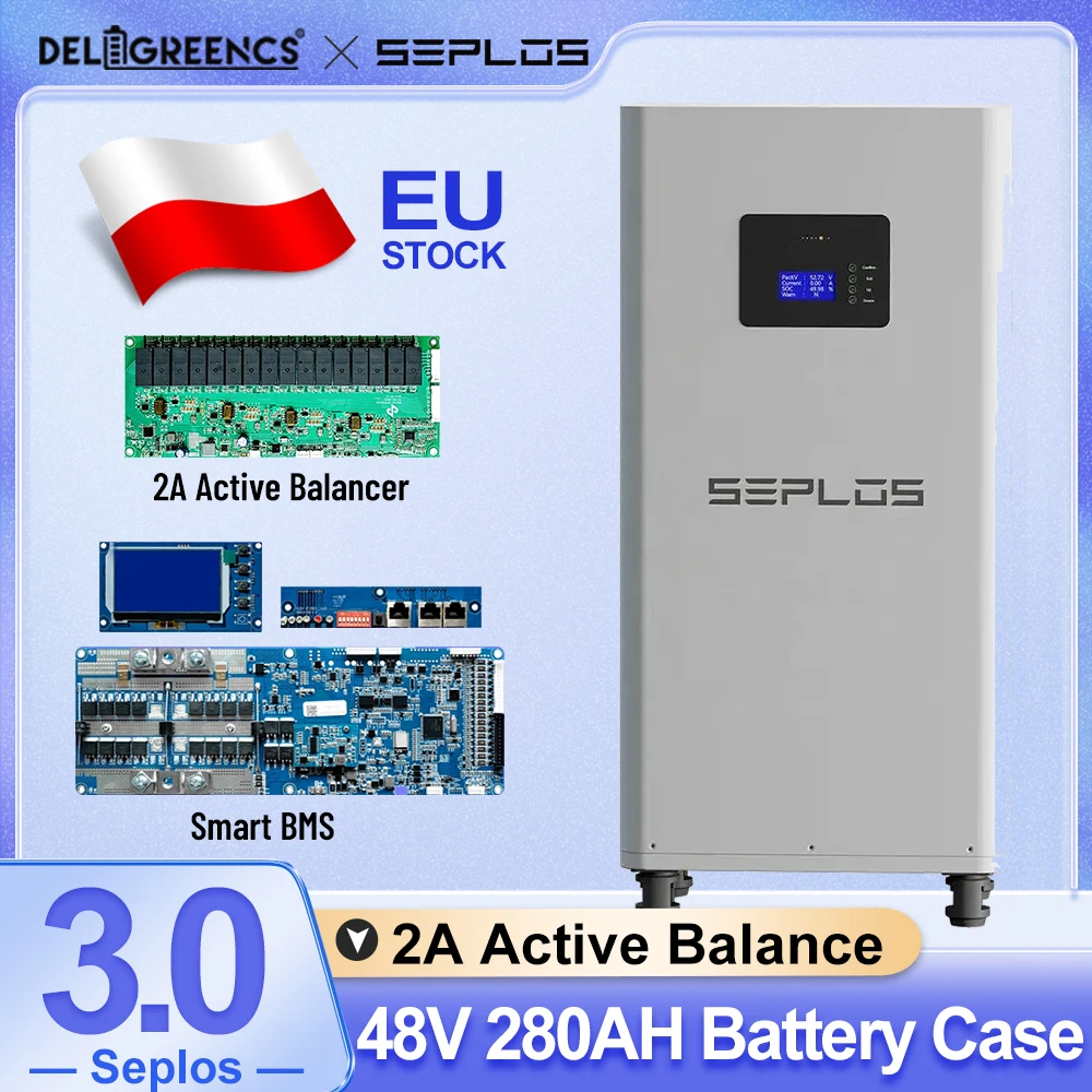 Seplos 3.0 Version 48V Battery LiFePO4 Case DIY Kits Smart BMS 51.2V 280ah BT LCD 2A Active Balancer Lithium Case Assemble Box