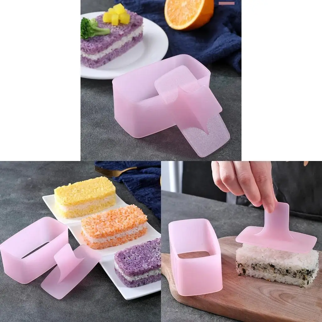 

97qd Musubi Maker Press Flom и 1 кусок рисового весла для домашней кухни прямоугольный
