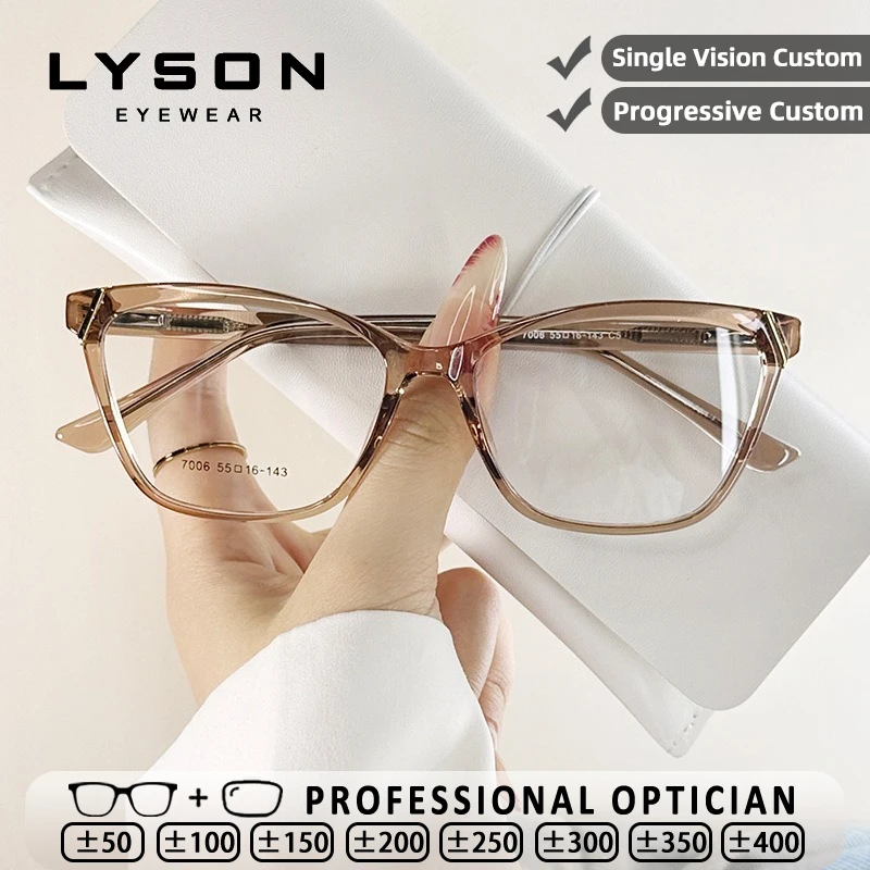 

LYSON Textured Rectangle TR90 Reading Glasses Women Anti Blue Light Myopia Hyperopia Glasses Everyday Wear Optical Eyeglasses