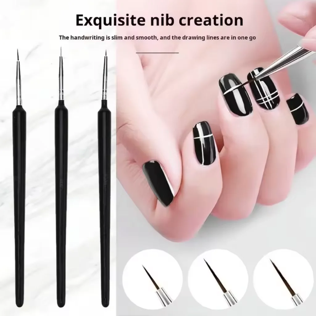 LULAA 3Pcs Nail Art Brushes Set Nail Art Design Pen Painting Tools with Nail Extension Gel Brush for Salon at Home Diy Manicure