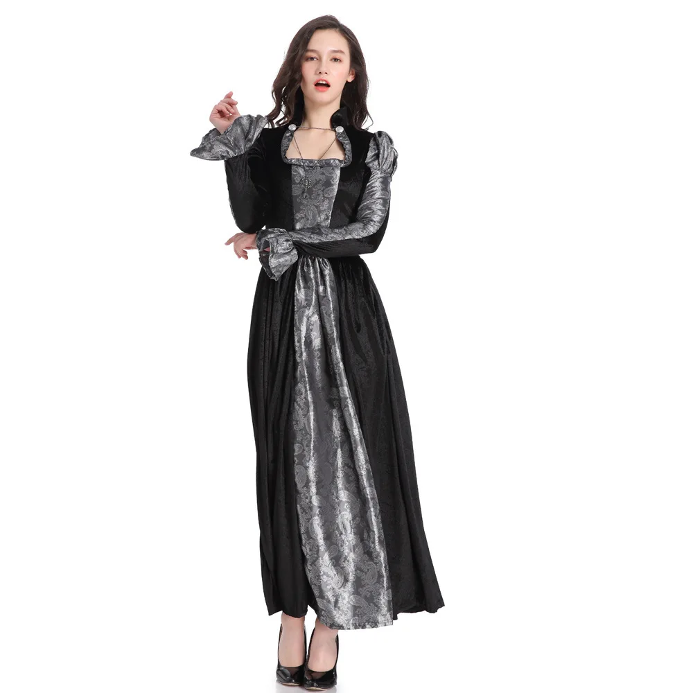 

Black Gothic Vampire Costume for Women Victorian Queen Masquerade Costume For Halloween Carnival Costumes