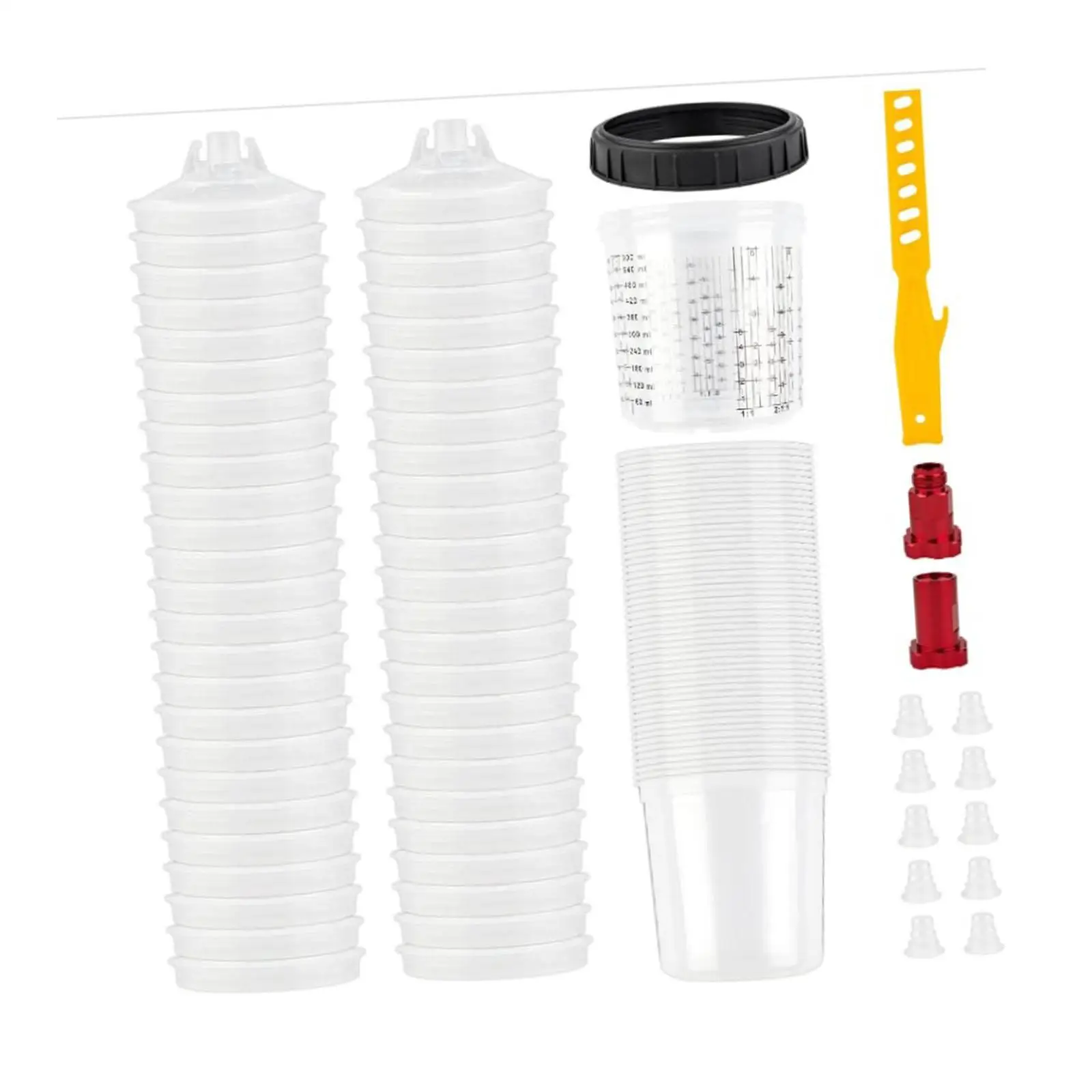 

Disposable Paint Sprayer Mixing Cup Kit Efficient 10 Plugs 50 Lids Versatile