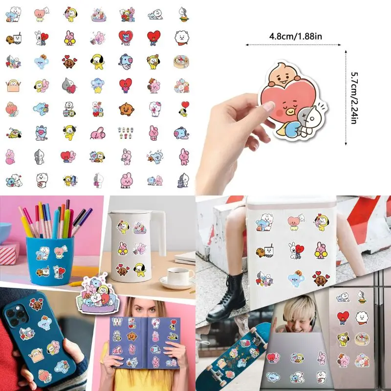 BT 2 1 Chimmy Cooky koya RJ Shooky Mang Sticker High Color Value Cartoon Printing Creative Hand Ledger Decoration 50pcs Sticker view 2