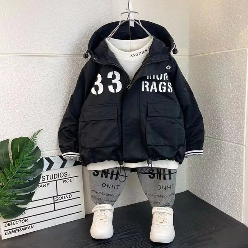 Children Jackets for Boys Hooded Patchwork Kids Boy Outerwear Windbreaker Autumn Casual Children Coats ClothingSpring 2-6 Years 3