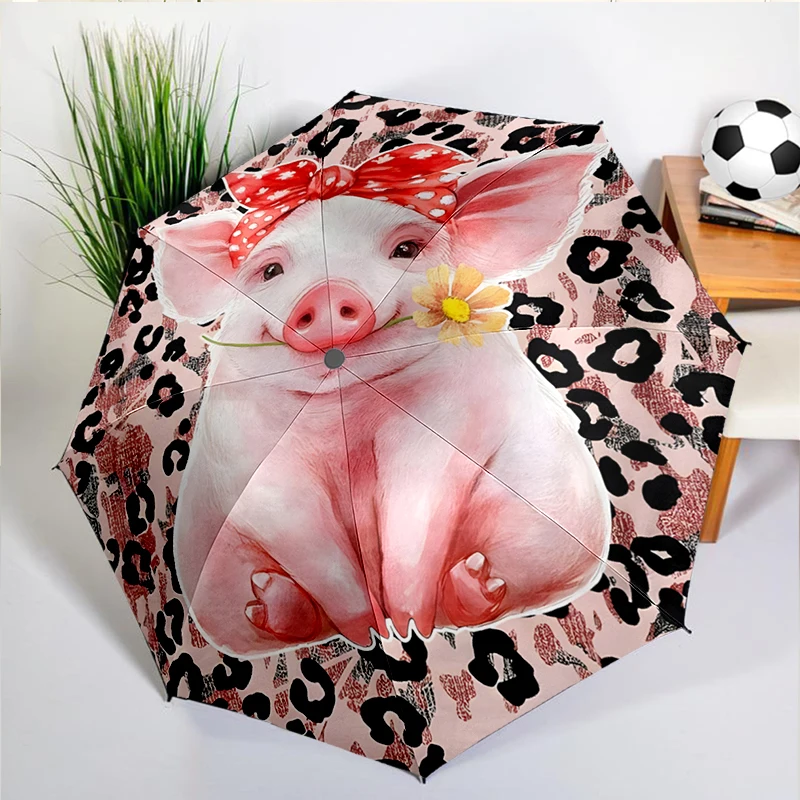 

Cute Cartoon Pink Pig Umbrella Automatic Open/close, Sturdy Iron Frame & 8-Rib Struct, Umbrella for Women & Men, Christmas Gifts