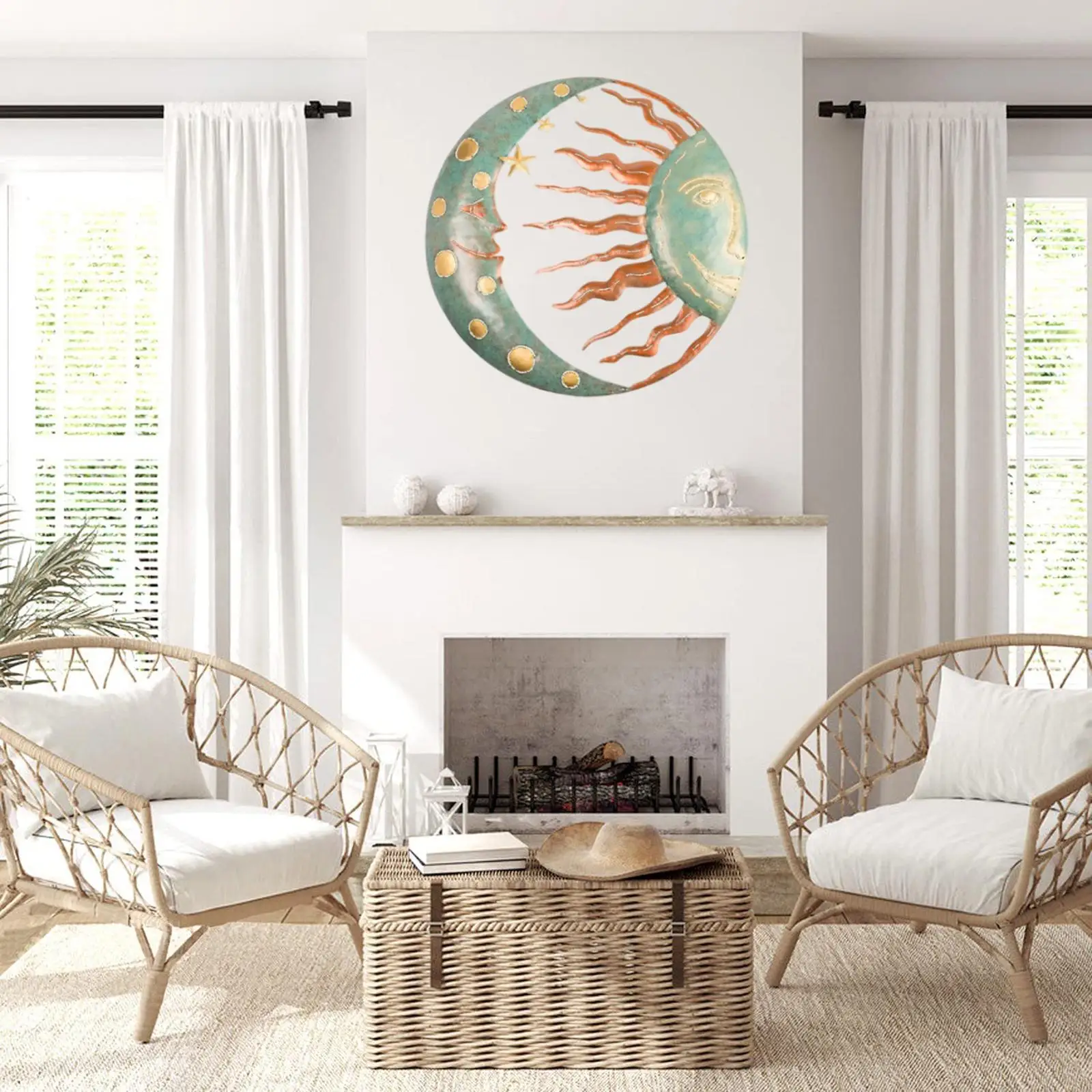 Słońce i księżyc dekoracje ścienne słońce księżyc ściana wisząca Metal Art Deco ściana ogrodu sztuka do sypialni kryty płot dekoracja na zewnątrz