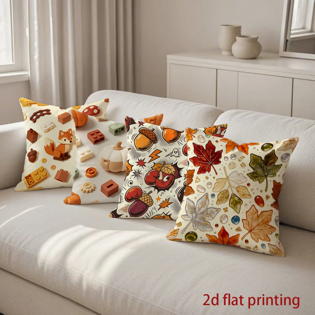Fall Cute Cartoon Decor Pillow Covers Pattern Cushion Cover Suitable for Sofa Bedroom Car Pillow Cover