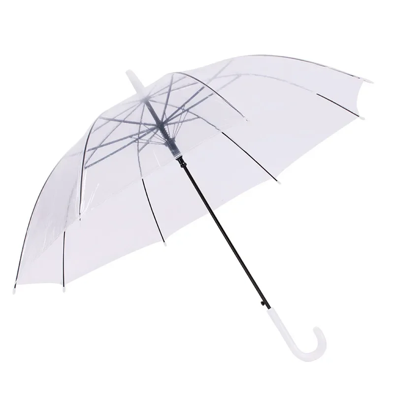 

Windproof Enlarged Pure Transparent Automatic Long Handle Umbrella Small and Fresh Windproof Plastic