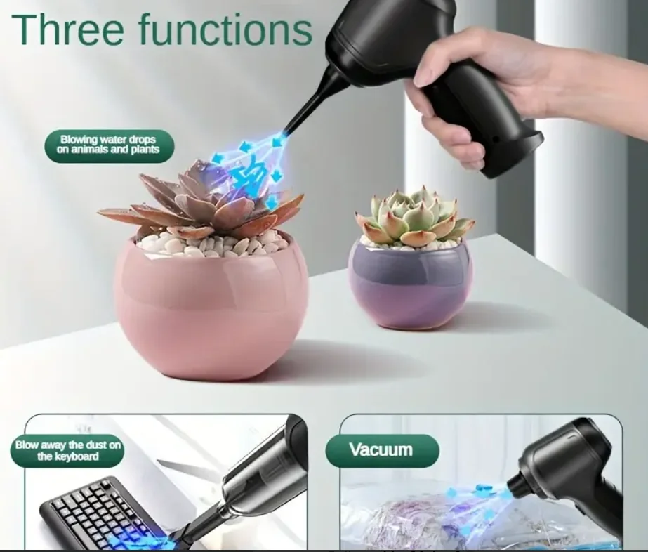 Aspirateur sans fil 3 en 1 avec forte aspiration, longue durée de vie de la batterie et chargement USB rechargeable – Conception compacte pour voiture et