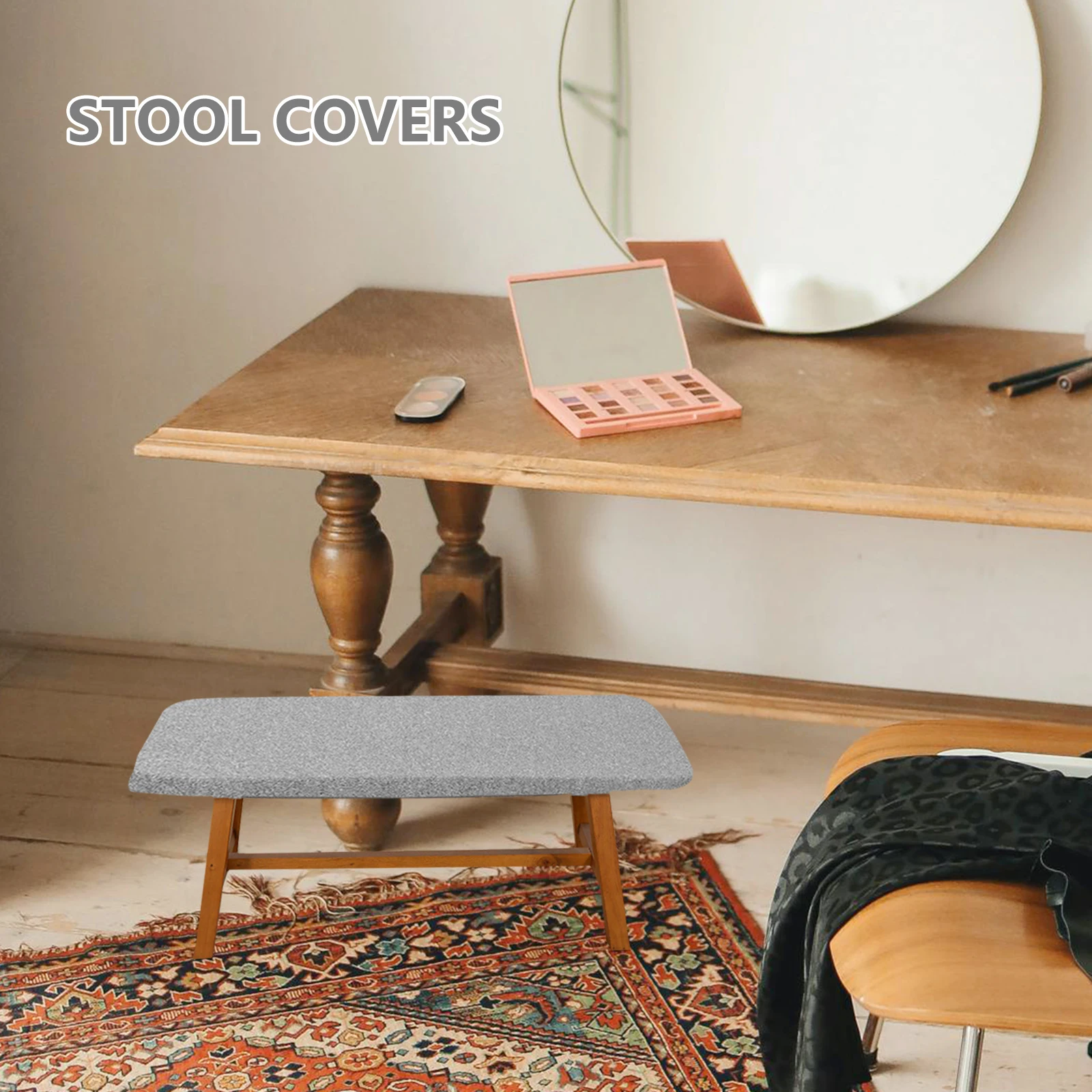

Piano Bench Cover Elastic Stretchable Rectangle Stool Protector For Dining Chair Home Polyester Seat Cover
