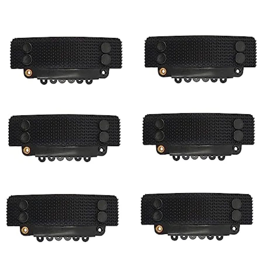 6 Pcs Stickable Wig Clips U-Shape Snap Clip 32mm 6-Teeth Hair Extensions Clips for Fixed Wig Windproof Strap Black