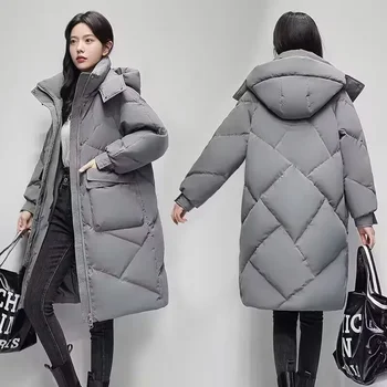 겨울 자켓 여성 파카 퍼퍼 코트 2023 새로운 롱 다운 스노우 자켓 여성 후드 방수 코튼 패딩 파카 겉옷