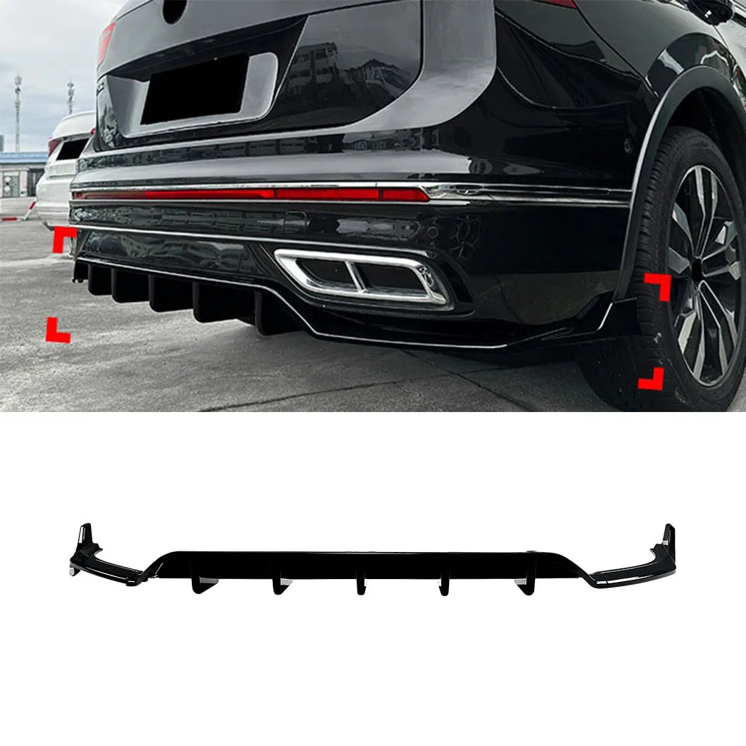 

Car Rear Bumper Diffuser Lip Spoiler Splitter Trim Accessories For Volkswagen Tiguan MK2.5 Rline 2021-2023 ABS BodyKits Tuning