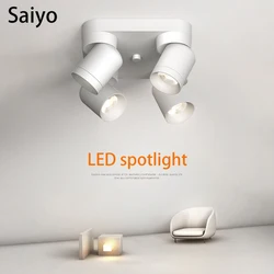 Saiyo faretto a Led a superficie montata a 4 teste punti a soffitto angolo regolabile Focos a parete luce a binario a rotazione libera per la casa della cucina