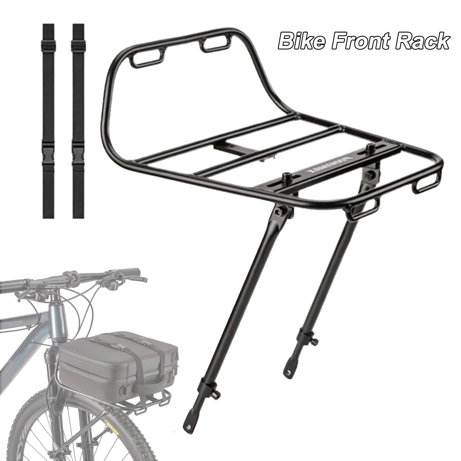 

Aluminum Bike Front Rack Storage Carrier with Straps Road Bike Cargo Holder for Cycling, Indoor Parking & Beach drop shipping