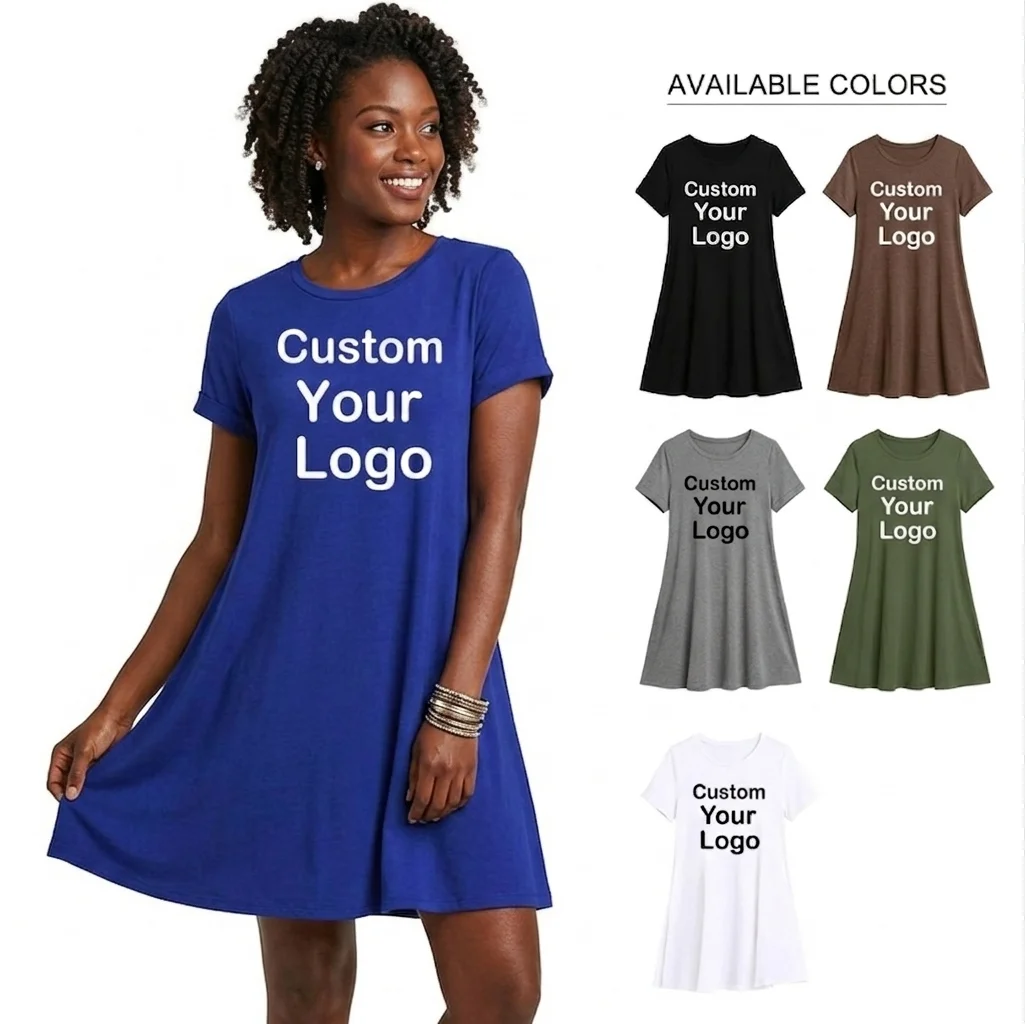 Summer Dresses Fashion Clothes Women's Casual Short Dresses O-neck Mini Dress Ladies Custom Your Logo Skirt