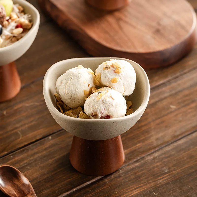 

Handmade Stoneware Dessert Bowl Ceramic Tableware High-end Unique Yogurt Oatmeal Ice Cream Cup