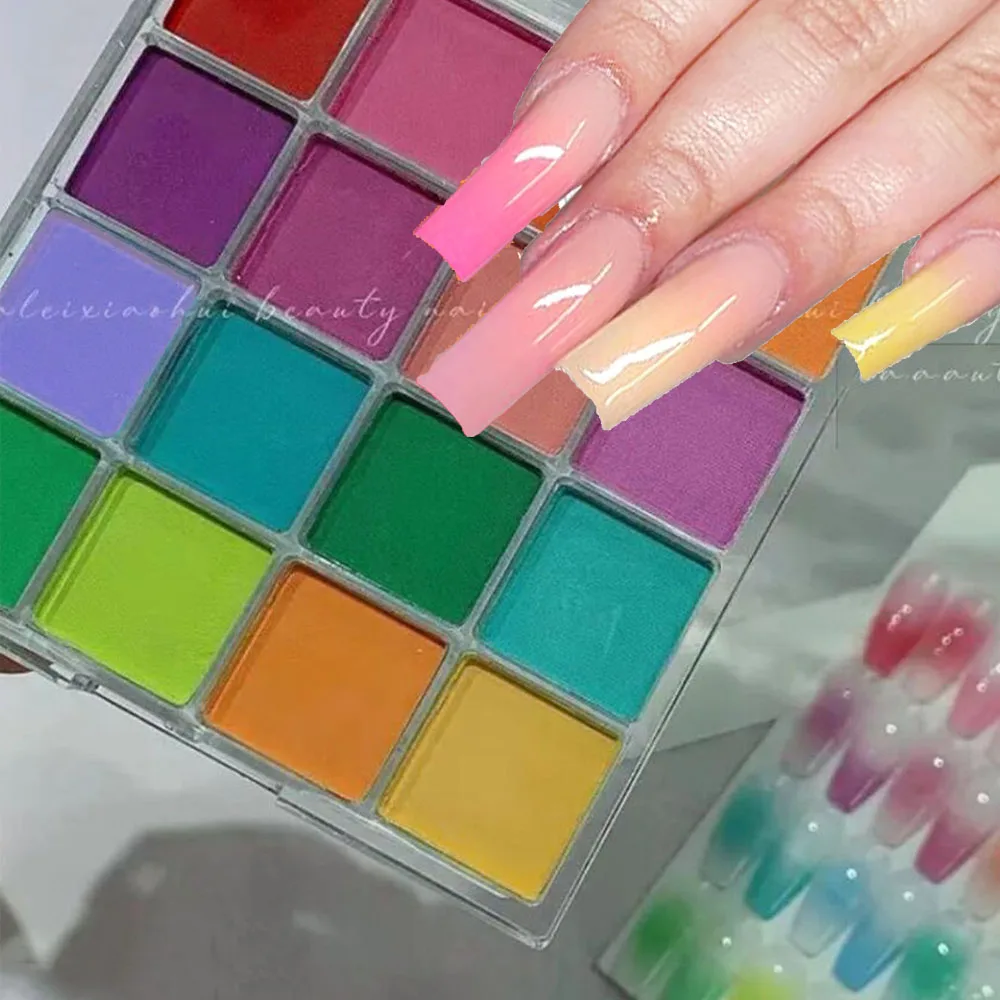 4/6/9/16 Kleur Nail Pigment Poeder Palet Set Gradiënt Ombre Poeder Wrijven Op Nagels Geleidelijke Verandering Poeder Voor Oogschaduw Manicure